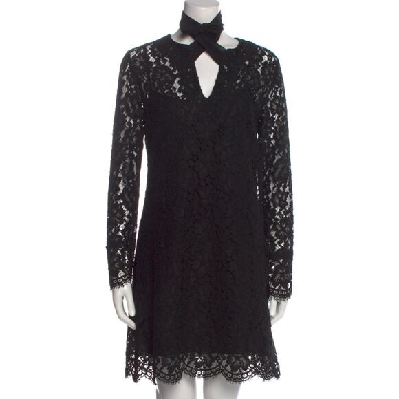 Sandro Paris Raoule Black Lace Tie Neck Cocktail Dress 3 40 L - Picture 5 of 12